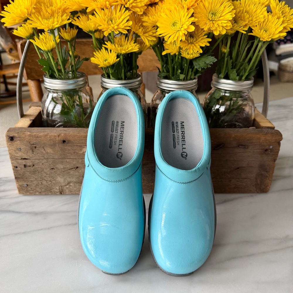 Merrell•Size 8•Women's Encore Moc•Pro Shine•Slip-Resistant•Maui Blue•Work Shoe - Picture 3 of 16